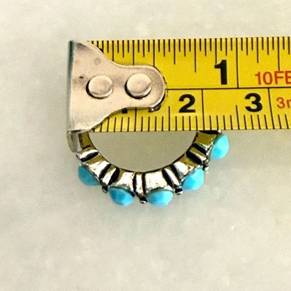 Vintage Francesca's Turquoise Statement Ring Silver-tone And Blue Size 9